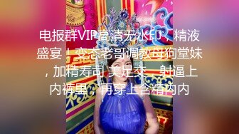 电报群VIP高清无水印，精液盛宴！变态老哥调教母狗堂妹，加精寿司 美足交，射逼上内裤里，再穿上含精内内